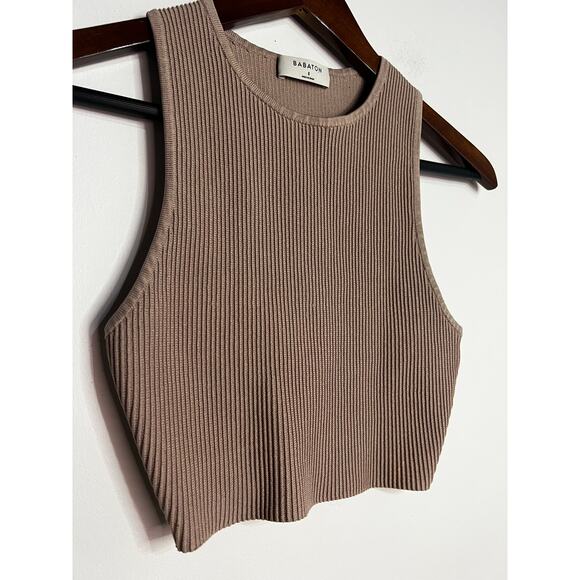 Babaton Sculpt Knit Racer Cropped Tank in Tan Size Small - Picture 3 of 5